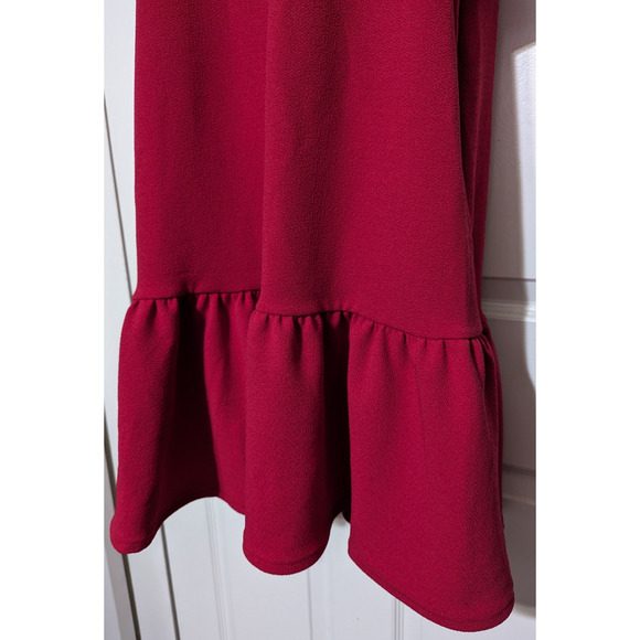Ophelia Roe Red Sleeveless Keyhole Mock Neck Ruffle Dress Office Plus Size 1X - Picture 7 of 11